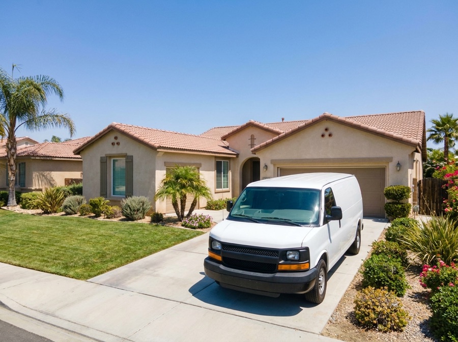 Sample Google Business Profile post photo: HVAC service van at a Fullerton home